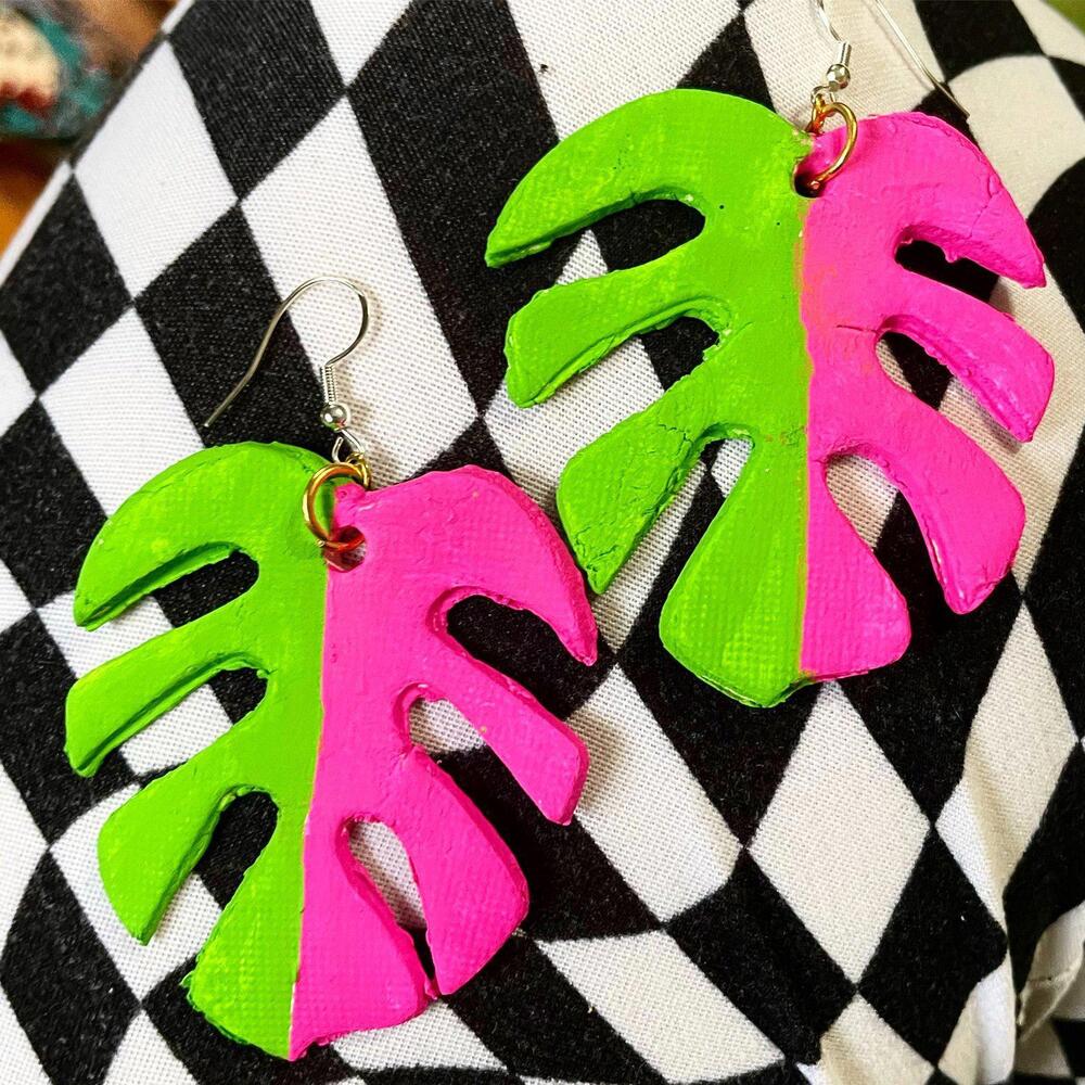 monstera thai constellation also aura earrings plant jewelry plants flowers